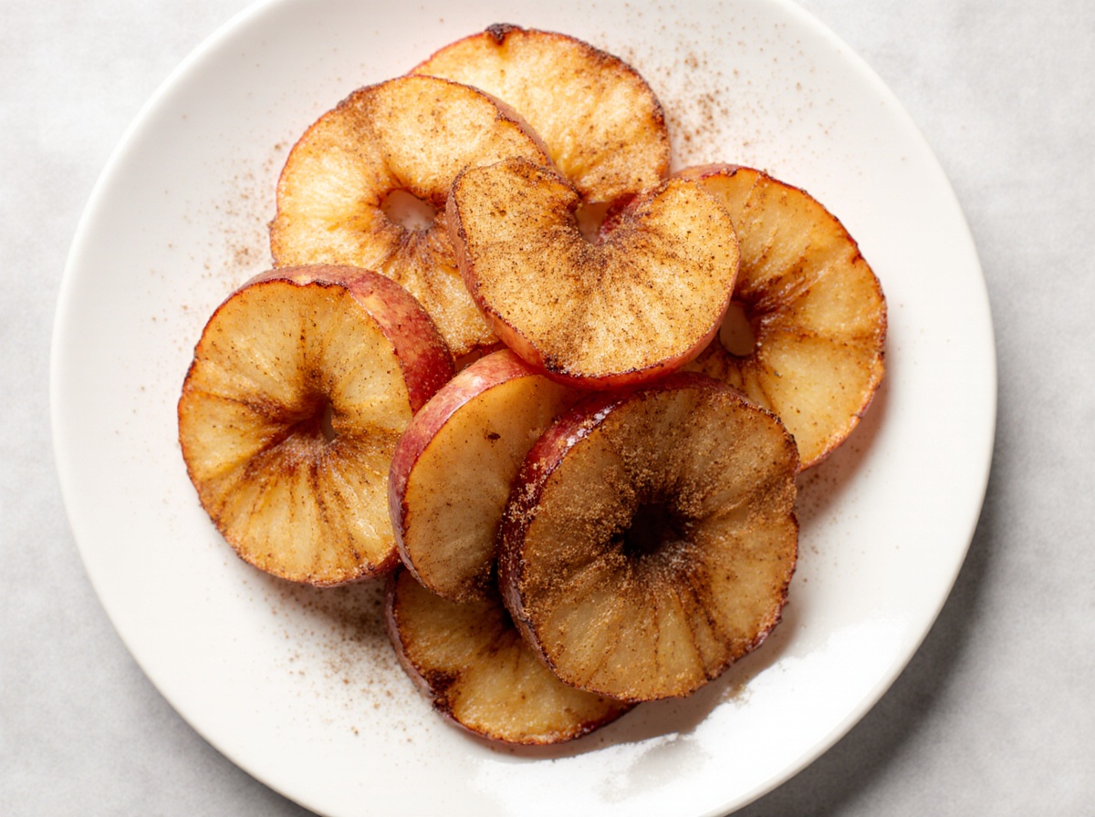 Knuspriger Apfel im Airfryer, perfekt für einen gesunden Snack.