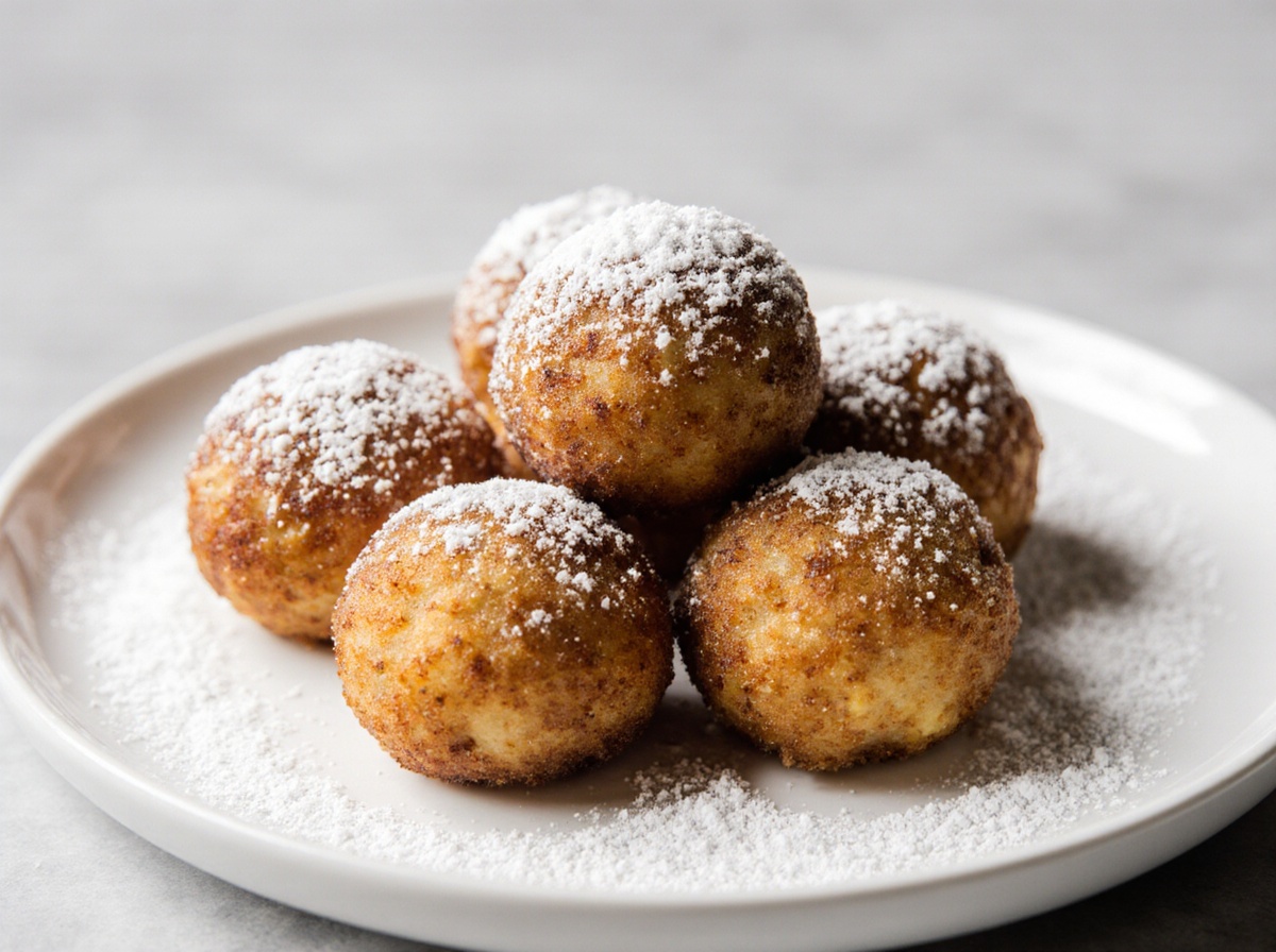 Leckere Apfel-Quarkbällchen aus der Heißluftfritteuse, perfekt für einen süßen Snack.