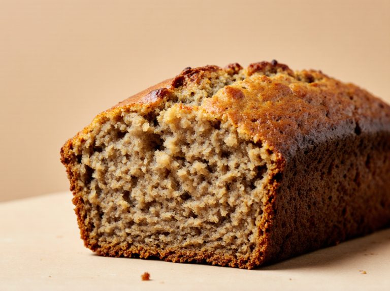 Saftiges Bananenbrot aus der Heißluftfritteuse mit einer goldenen Kruste.