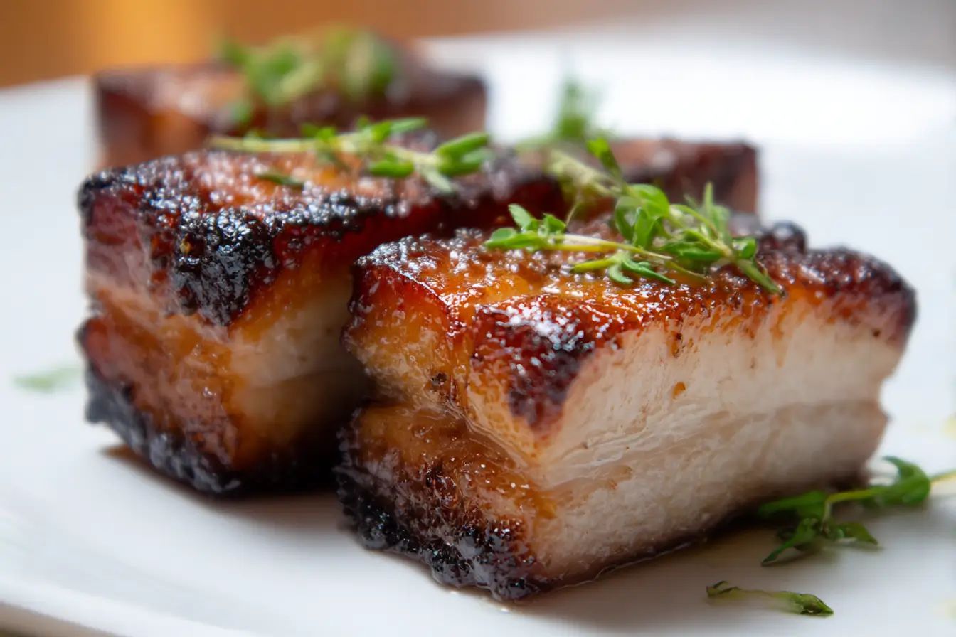 Saftiges Bauchfleisch aus der Heißluftfritteuse, zart und knusprig zubereitet.
