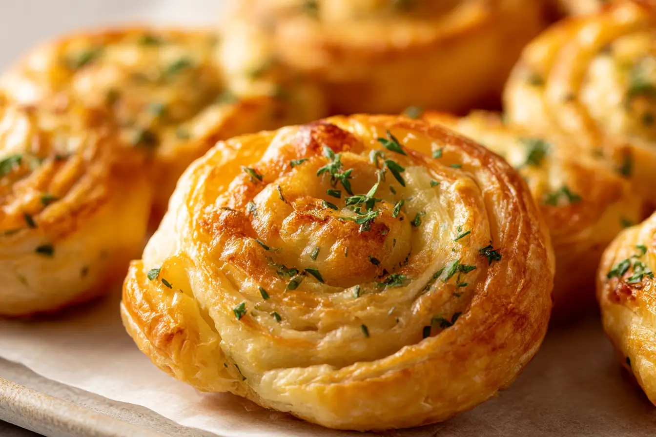 Leckere Blätterteigschnecken aus der Heißluftfritteuse, perfekt knusprig und aromatisch.