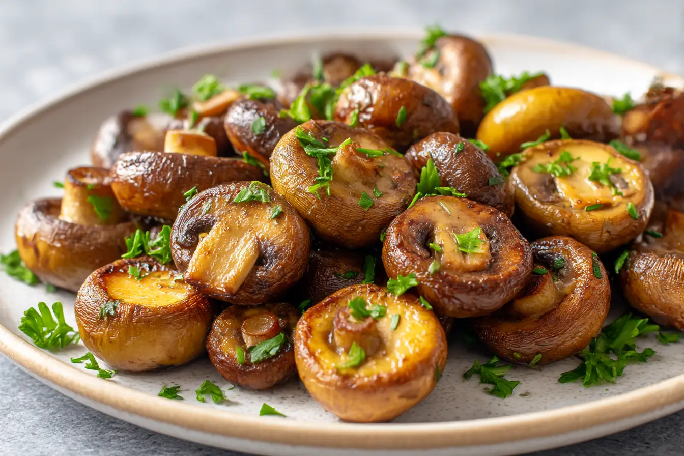 Leckere Champignons aus der Heißluftfritteuse, perfekt knusprig und aromatisch.