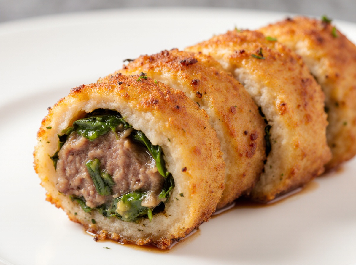 Leckere falsche Rouladen aus der Heißluftfritteuse, perfekt für ein schnelles und gesundes Abendessen.