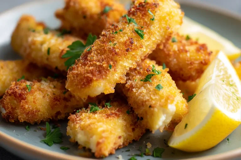 Knusprige Fischstäbchen aus der Heißluftfritteuse, perfekt für ein schnelles Abendessen.