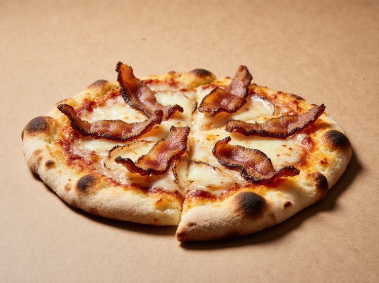 Köstliche Flammkuchen-Pizza aus der Heißluftfritteuse mit frischen Zutaten.