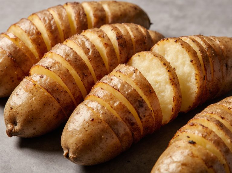 Leckere Hasselback-Kartoffeln, perfekt zubereitet in der Heißluftfritteuse, knusprig und goldbraun.