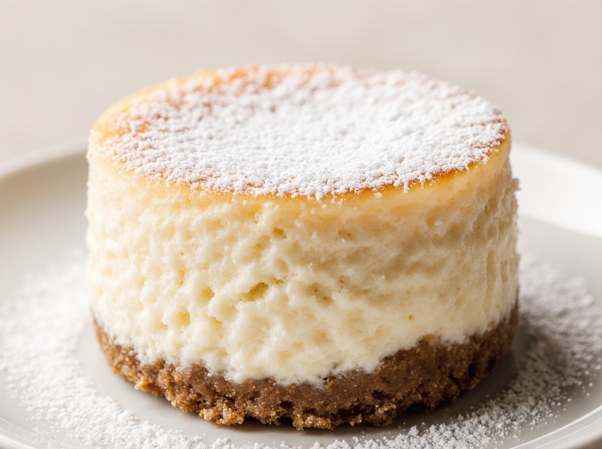 Leckerer kleiner Käsekuchen, perfekt zubereitet im Airfryer mit einer goldbraunen Kruste.