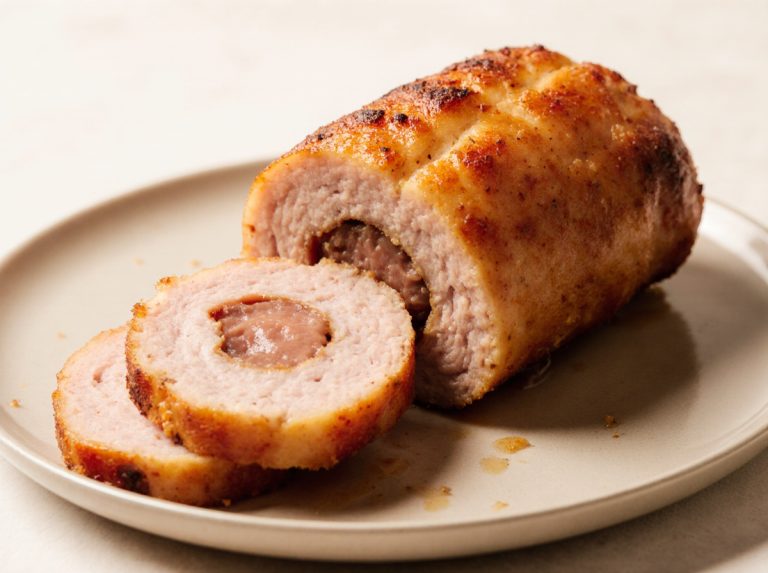 Saftiger Leberkäse aus dem Airfryer, perfekt knusprig und goldbraun.