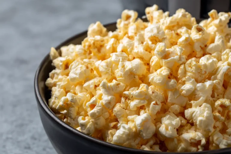 Leckeres Popcorn aus der Heißluftfritteuse, perfekt für einen Filmabend.