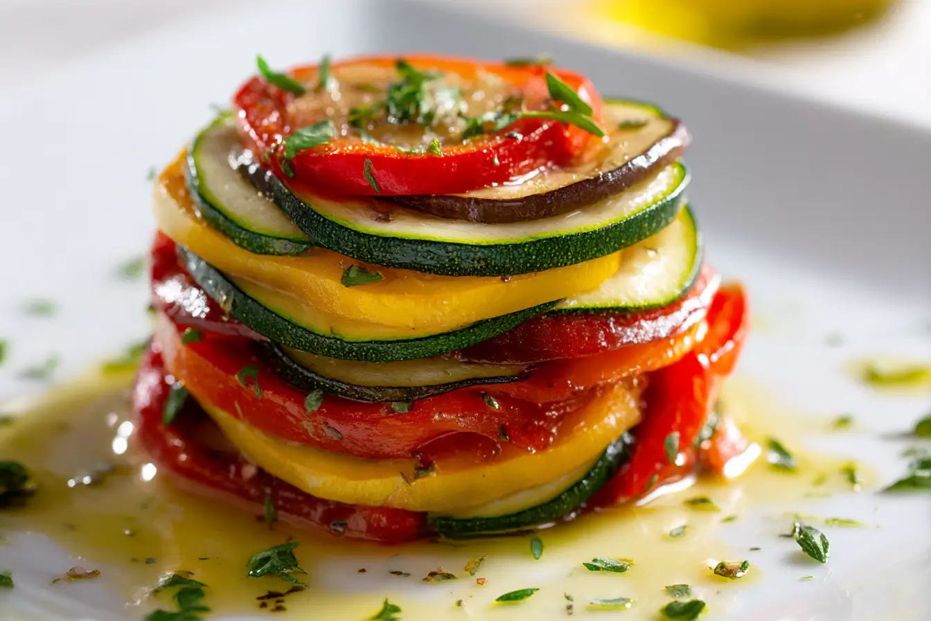 Leckeres Ratatouille aus der Heißluftfritteuse, voller frischer Aromen und gesunder Zutaten.