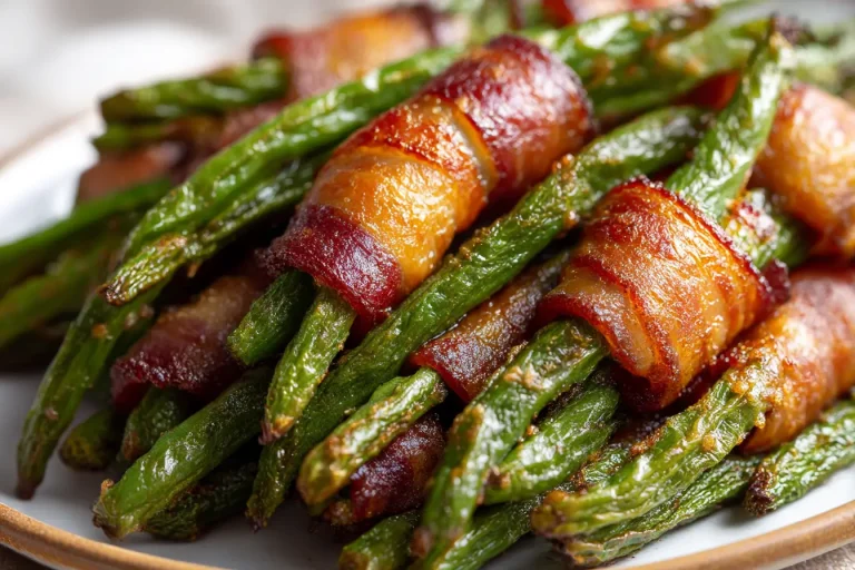 Zarte Speckbohnen aus der Heißluftfritteuse, perfekt knusprig und aromatisch zubereitet.