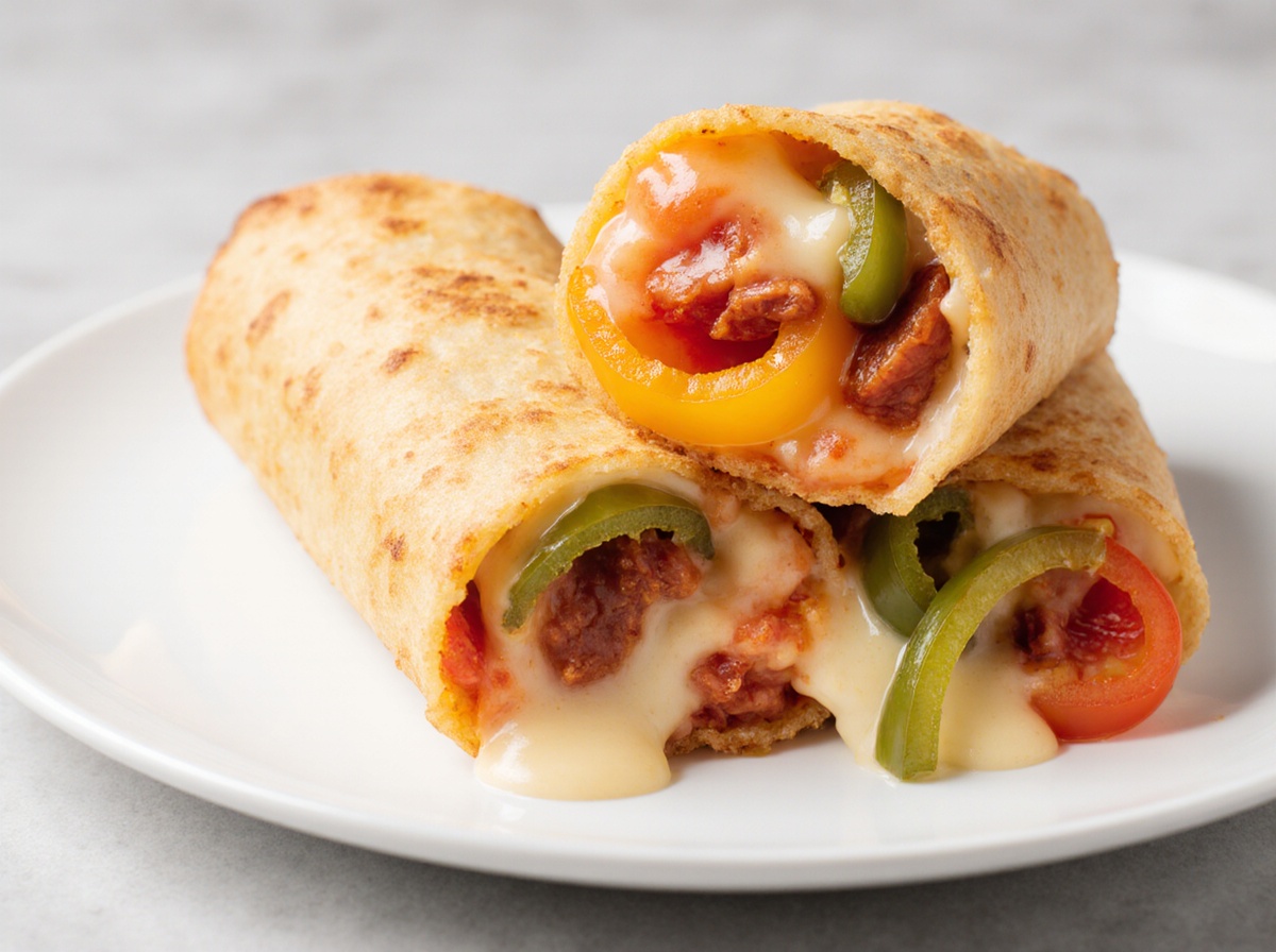 Leckere Wrap-Pizza aus der Heißluftfritteuse mit frischen Zutaten und knusprigem Teig.