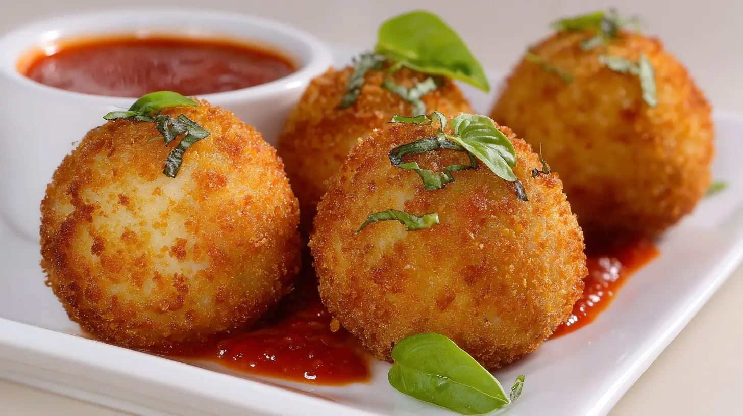 Knusprige Arancini aus der Heißluftfritteuse, perfekt zum Snacken oder als Vorspeise.