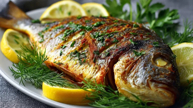 Zarte Dorade aus der Heißluftfritteuse, perfekt gegart mit aromatischen Gewürzen.