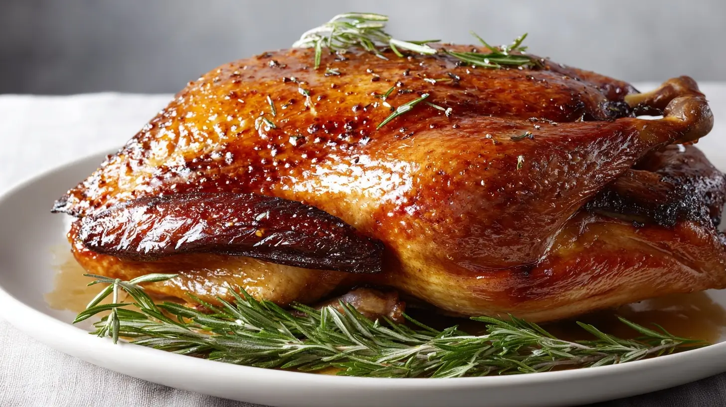 Saftige Festtagsgans im Airfryer, perfekt zubereitet mit knuspriger Haut.
