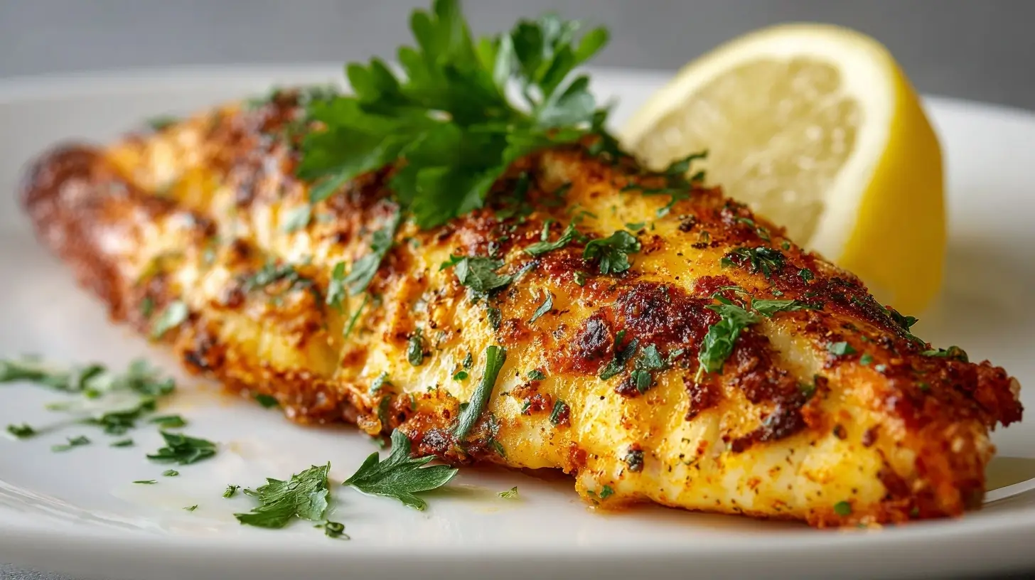 Saftiges Fischfilet aus der Heißluftfritteuse, perfekt zubereitet für einen gesunden Genuss.