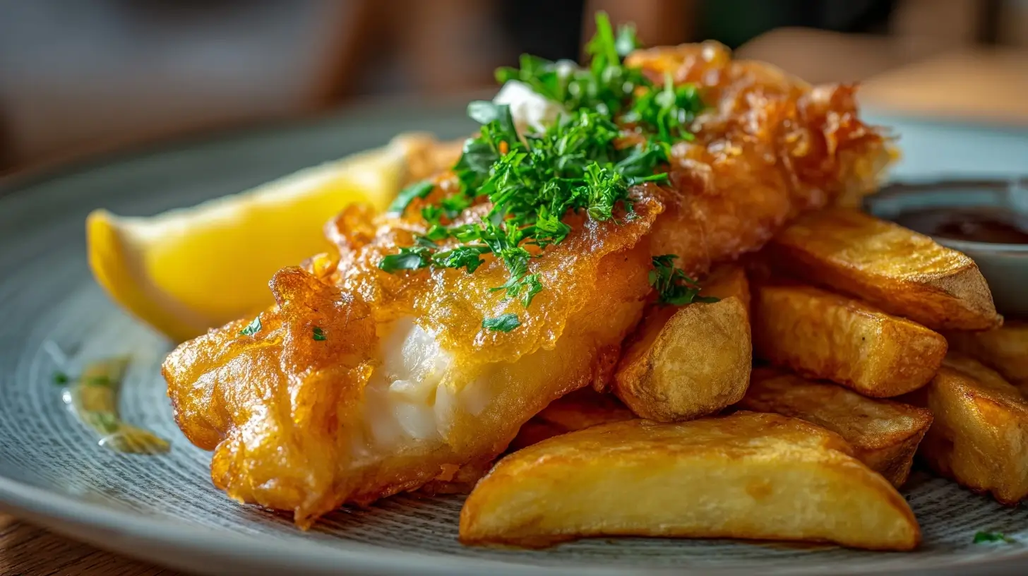 Leckere Fish and Chips aus dem Airfryer mit knuspriger Panade.