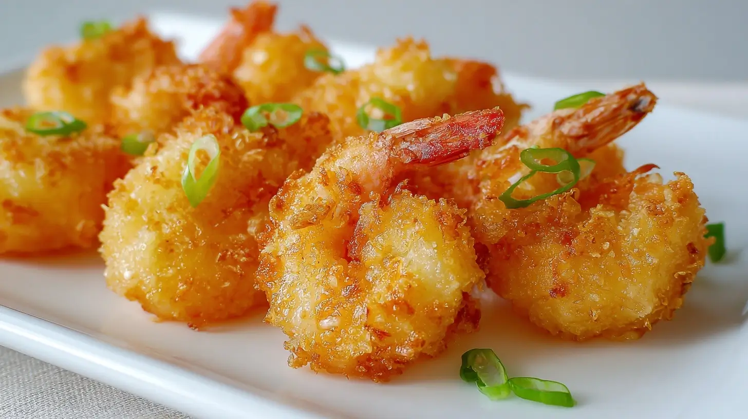 Köstliche Frische Tempura-Garnelen aus der Heißluftfritteuse, perfekt knusprig.