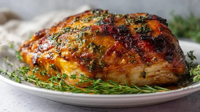 Zarte ganze Putenbrust in der Heißluftfritteuse, perfekt zubereitet für ein köstliches Abendessen.