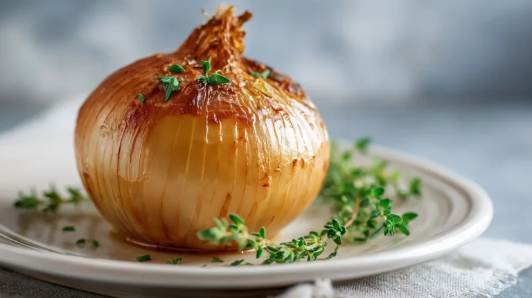 Perfekt zubereitete ganze Zwiebel in der Heißluftfritteuse, lecker und aromatisch.