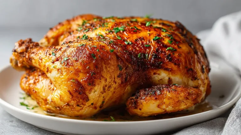 Leckeres ganzes Huhn im Airfryer für knusprige Haut und zartes Fleisch.