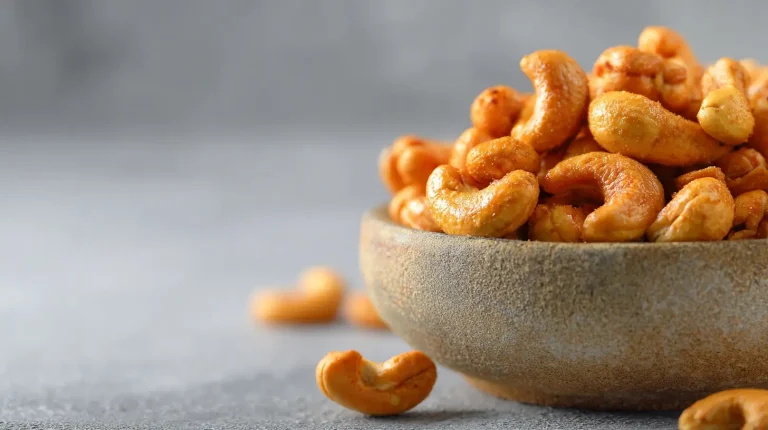 Knusprige gebrannte Cashewkerne aus der Heißluftfritteuse, perfekt als Snack.