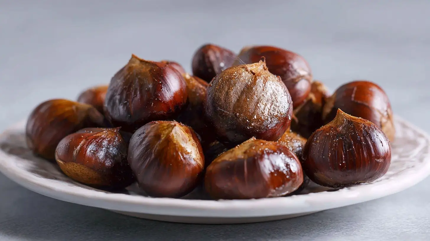 Leckere Glühwein-Kastanien aus der Heißluftfritteuse, perfekt für kalte Winterabende.