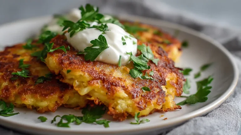 Knusprige Kartoffelrösti aus der Heißluftfritteuse, perfekt goldbraun und lecker.