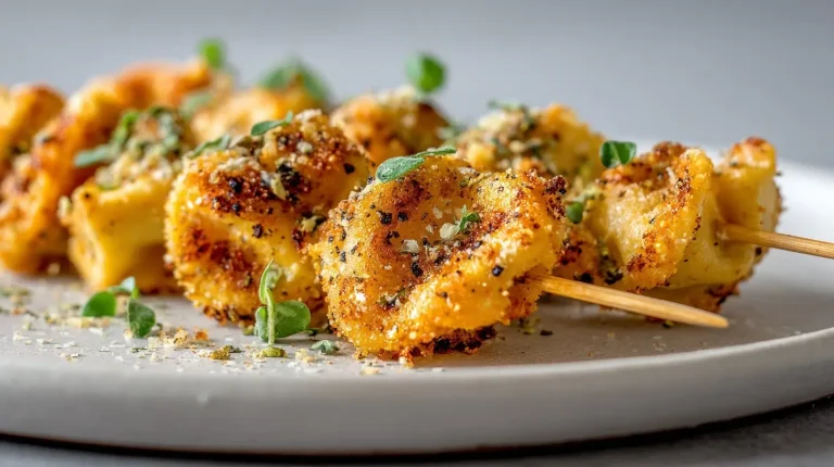 Köstliche knusprige Tortellini-Spieße aus dem Airfryer, perfekt für einen Snack oder Party.