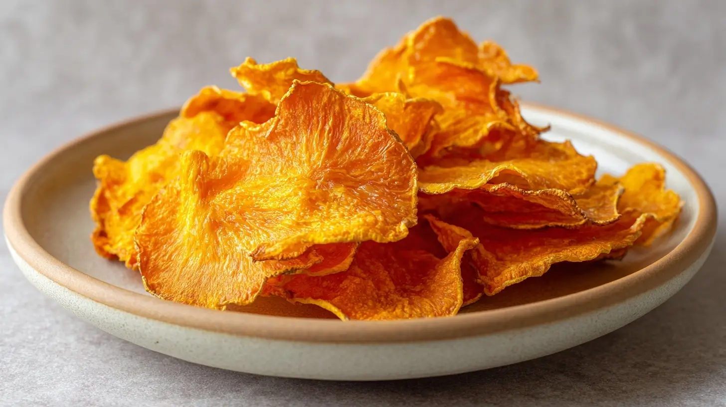 Köstliche Kürbischips aus der Heißluftfritteuse, leicht und perfekt knusprig.