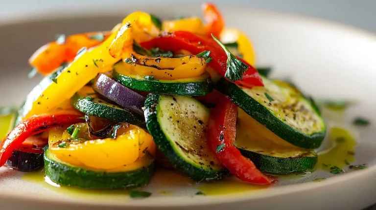 Bunte spanische Gemüsepfanne aus der Heißluftfritteuse mit frischem Gemüse und Gewürzen.