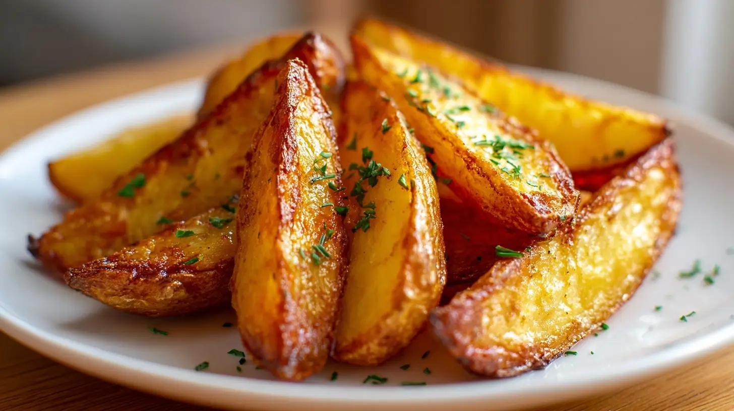 Krosse rohe Kartoffeln in der Heißluftfritteuse für leckere Beilagen.