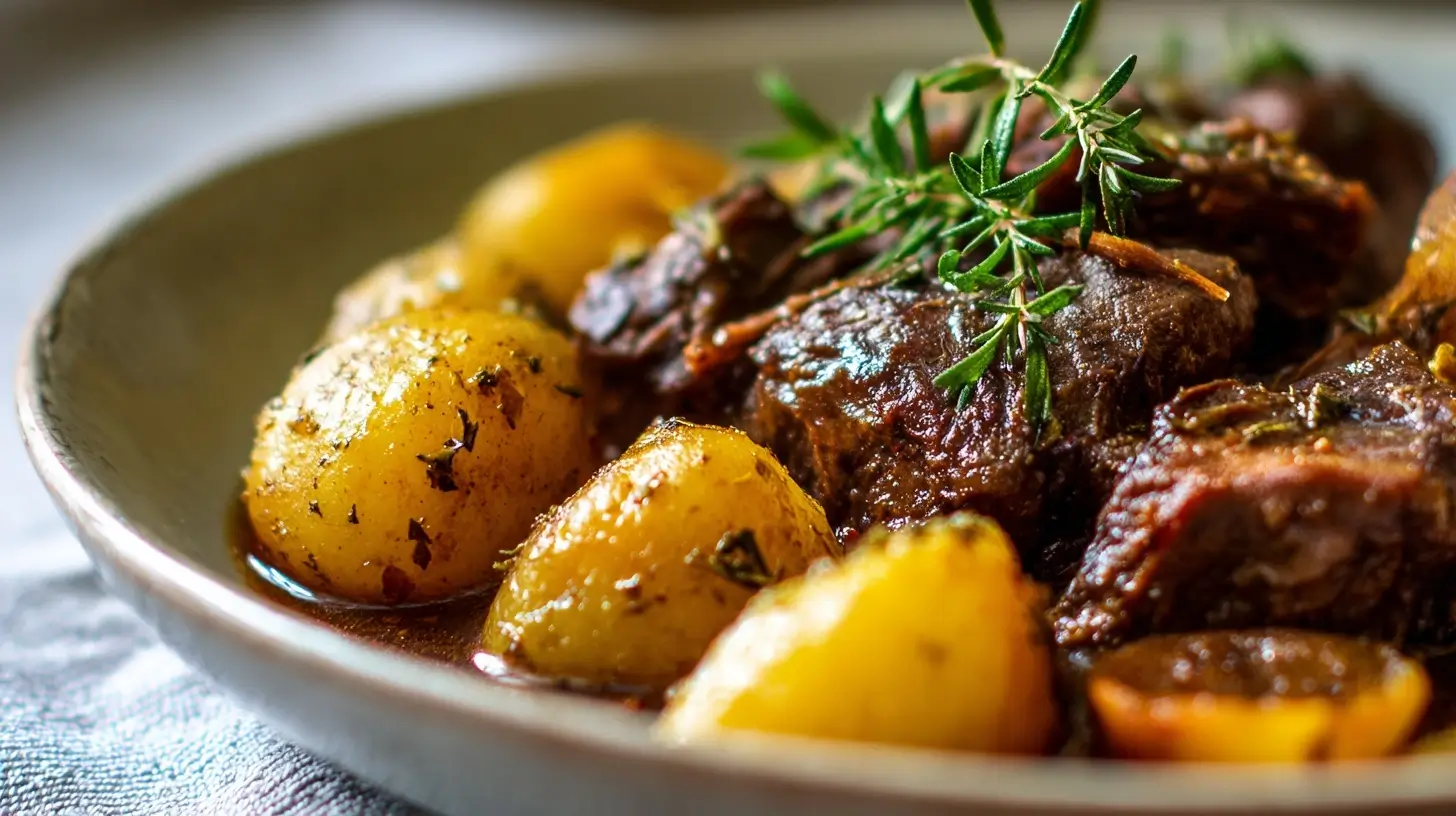 Herzhafter winterlicher Apfel-Zimt-Schmorbraten, zubereitet im Airfryer für perfekte Aromen.