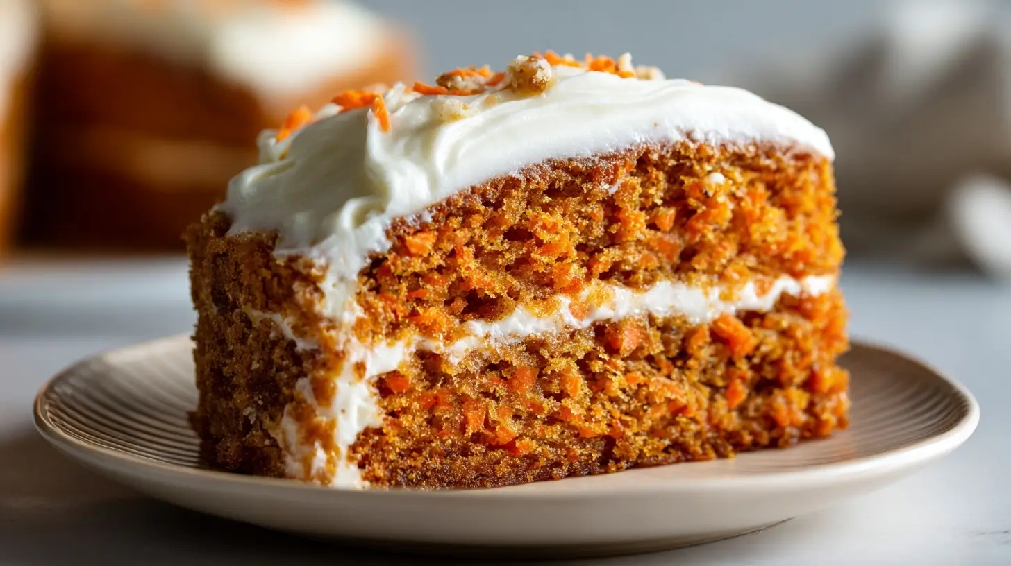 Saftiger Airfryer Karottenkuchen mit frischen Karotten und Nüssen.