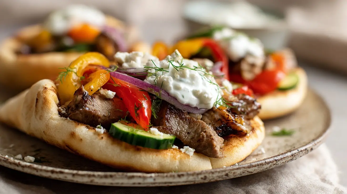 Leckere Gyros aus dem Airfryer, zart mariniert und perfekt gebräunt.