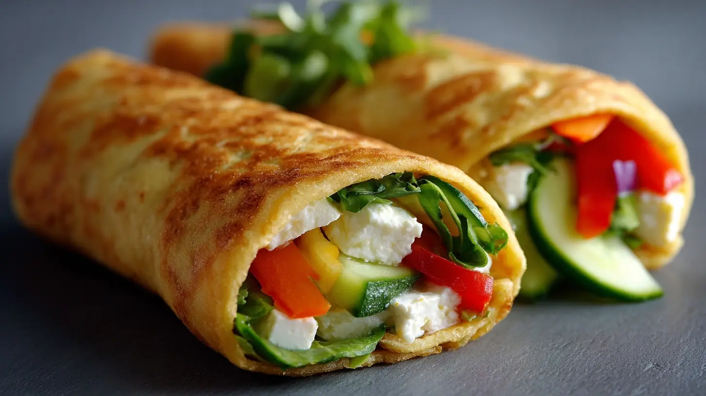 Leckere Hüttenkäse Wraps aus der Airfryer, perfekt für einen schnellen Snack.