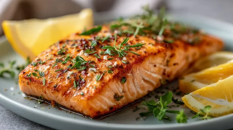 Knuspriger Lachs aus dem Airfryer, perfekt zubereitet für ein gesundes Essen.