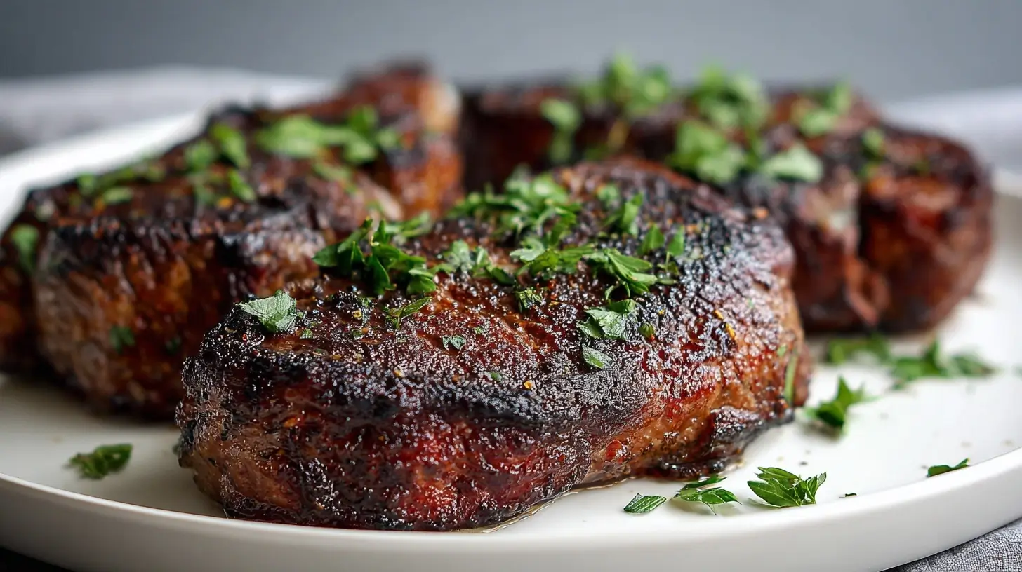 Saftige steaks im Ninja Airfryer, perfekt zubereitet und voller Geschmack.