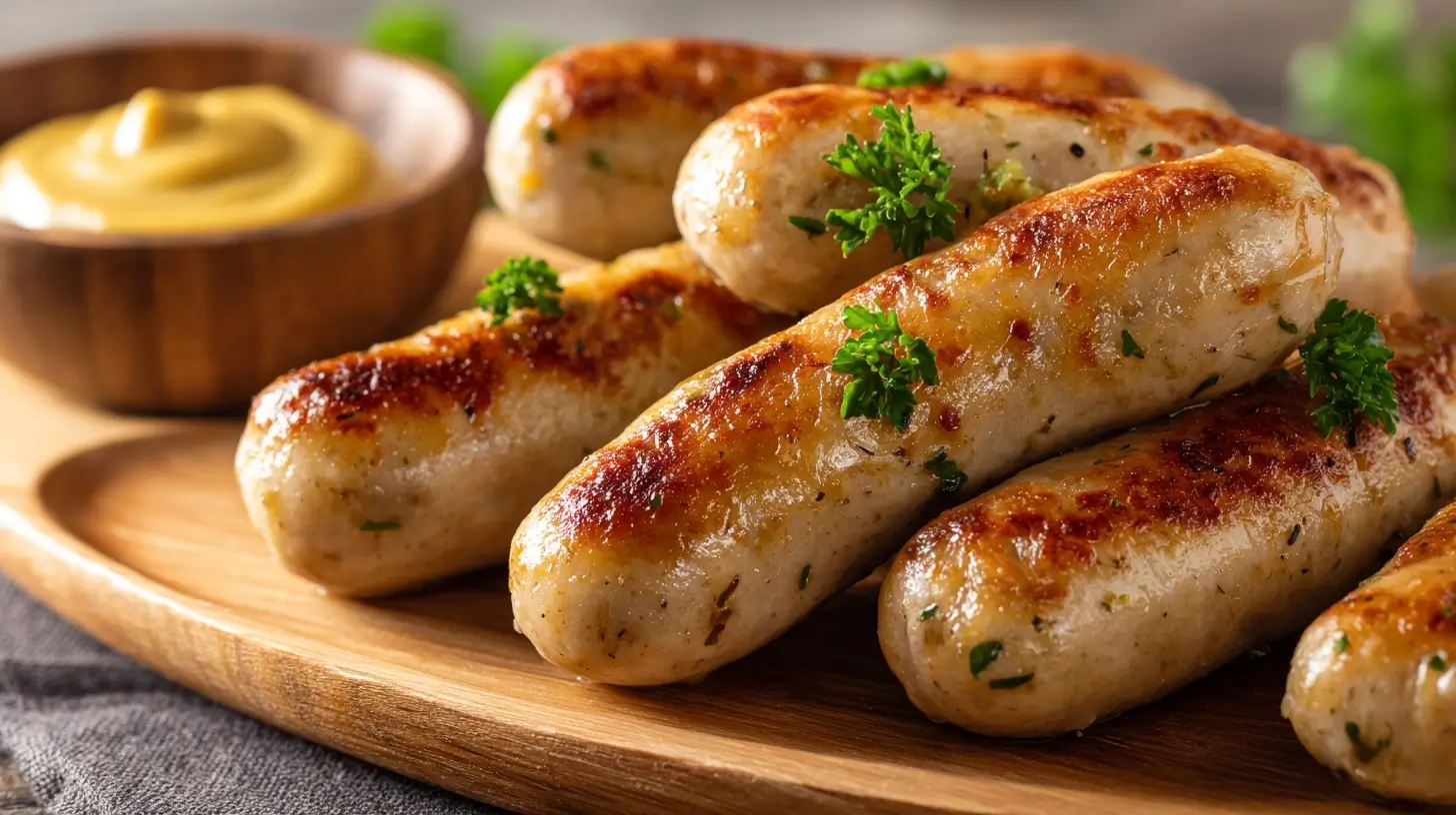 Leckere weißwurst, perfekt zubereitet im Airfryer für ein knuspriges Erlebnis.