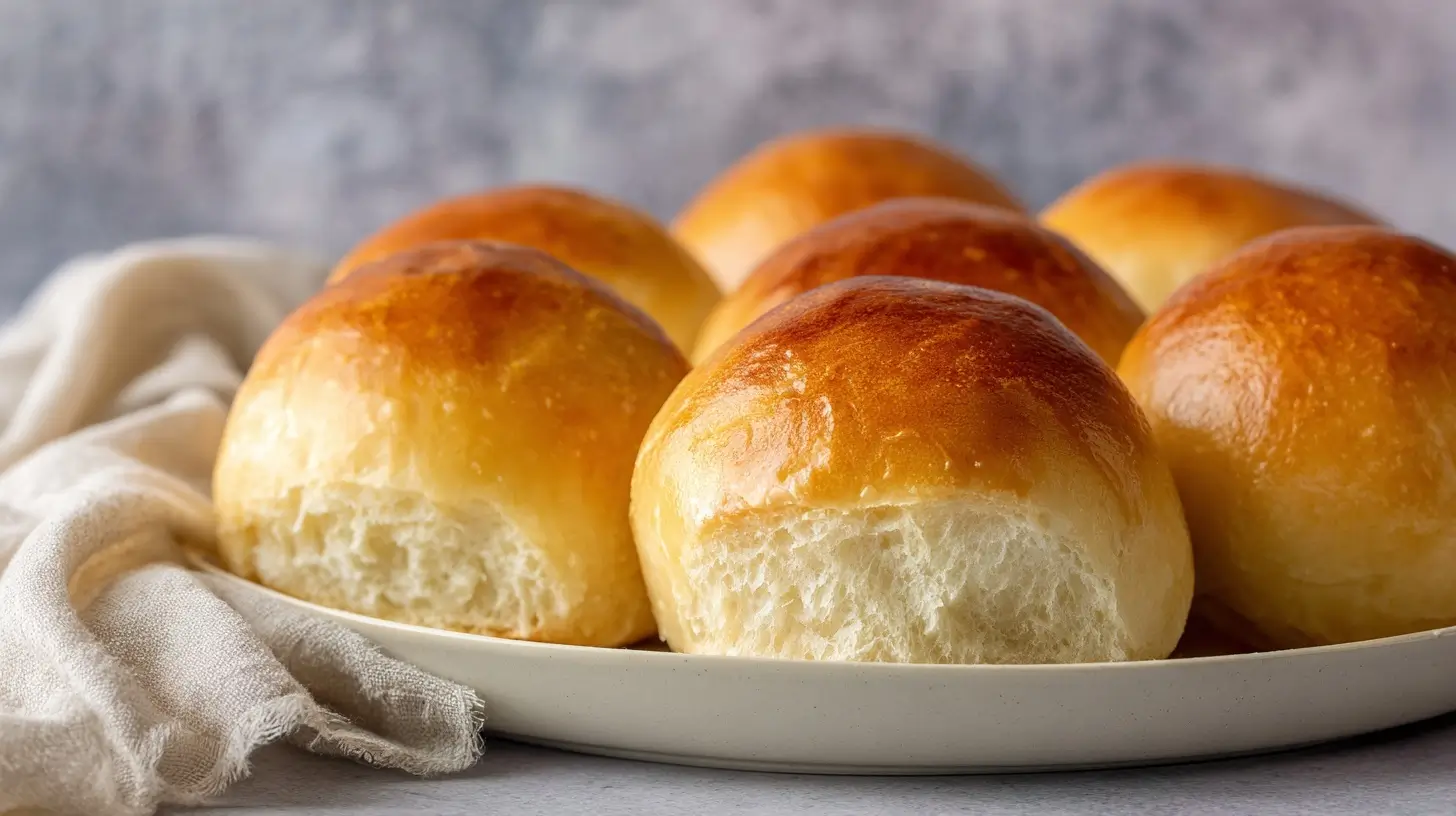 Köstliche Brötchen aus dem Airfryer, goldbraun und knusprig frisch gebacken.