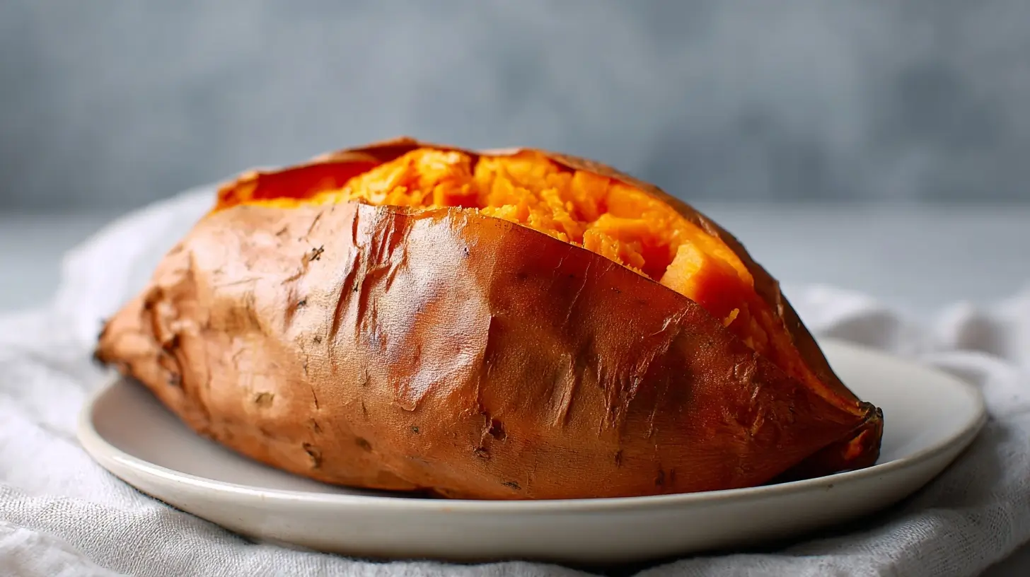 Knusprige ganze Süßkartoffel, perfekt zubereitet im Airfryer für einen leckeren Genuss.