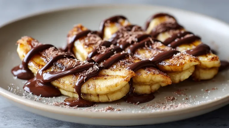 Leckere Schoko-Banane aus dem Airfryer mit knuspriger Schokolade und weichem Bananeninneren.