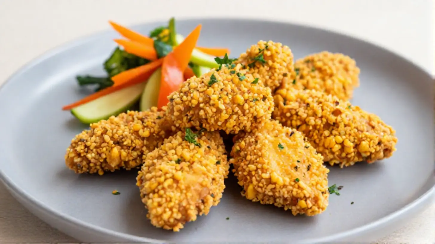 Knuspriges Hähnchen umhüllt mit Cornflakes, zubereitet im Airfryer für ein perfektes Abendessen.