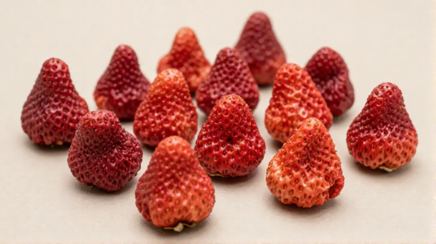 Leckere, luftgetrocknete Erdbeeren, zubereitet im Airfryer für einen gesunden Snack.