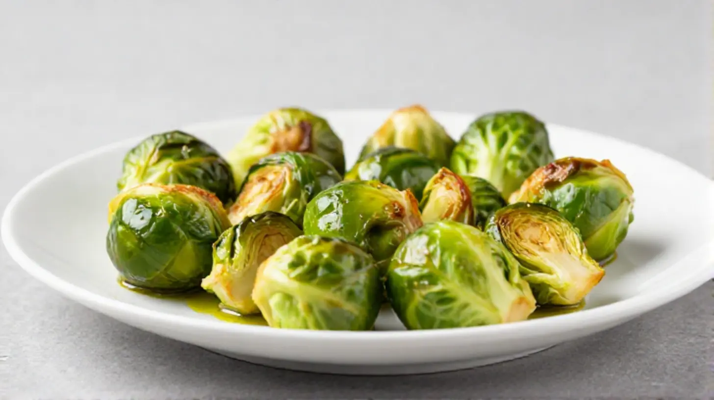 Knuspriger frischer Rosenkohl im Airfryer, perfekt für ein gesundes Abendessen.