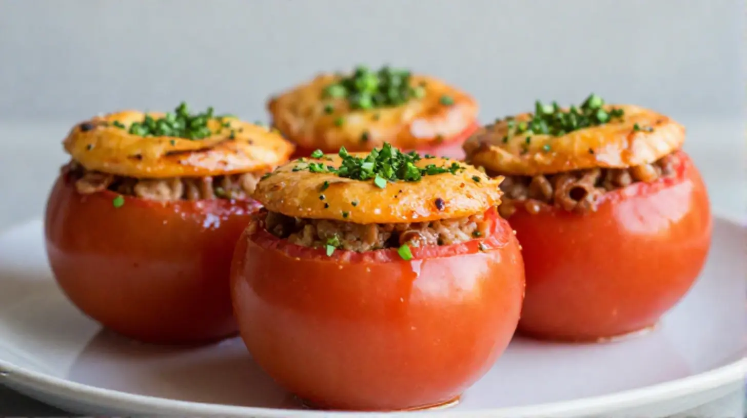 Leckere gefüllte Tomaten, perfekt zubereitet im Airfryer für eine gesunde Mahlzeit.