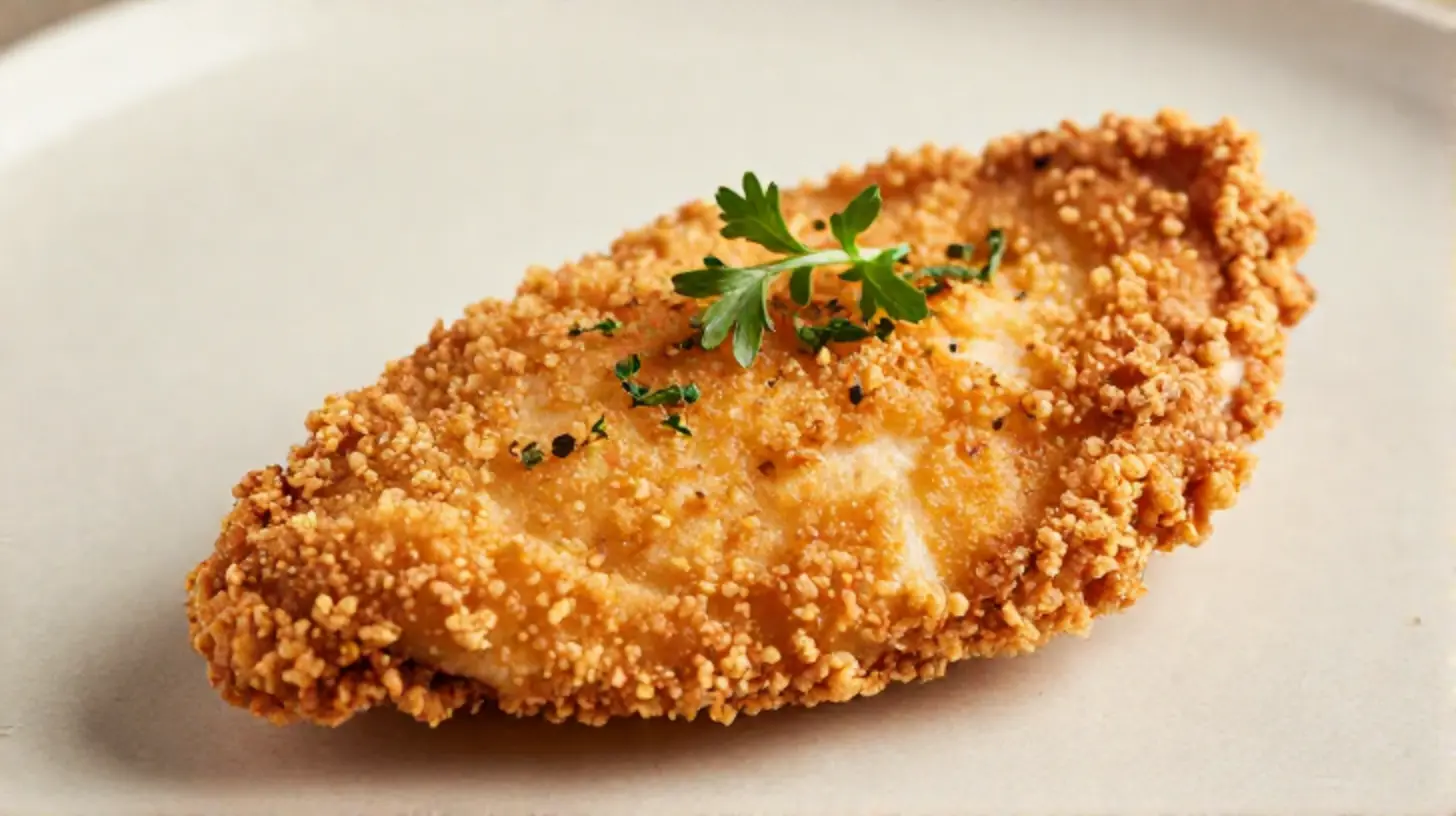 Knusprige hähnchenbrust paniert aus dem Airfryer, perfekt für jedes Dinner.