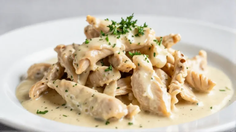Leckeres hähnchengeschnetzeltes, zubereitet im Airfryer, für eine gesunde und schnelle Mahlzeit.