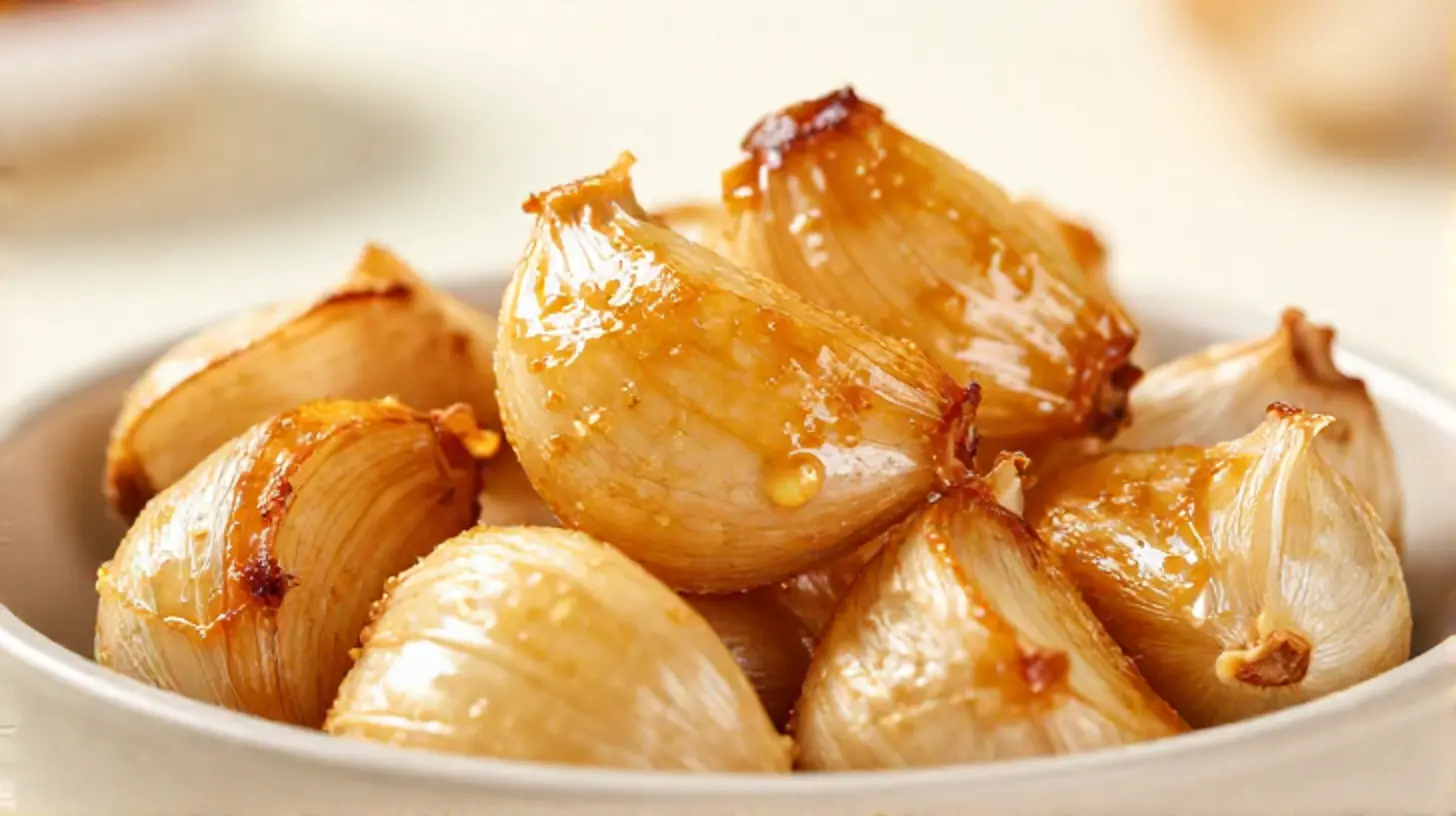 Leckerer knoblauch im airfryer, perfekt geröstet für jede Mahlzeit.