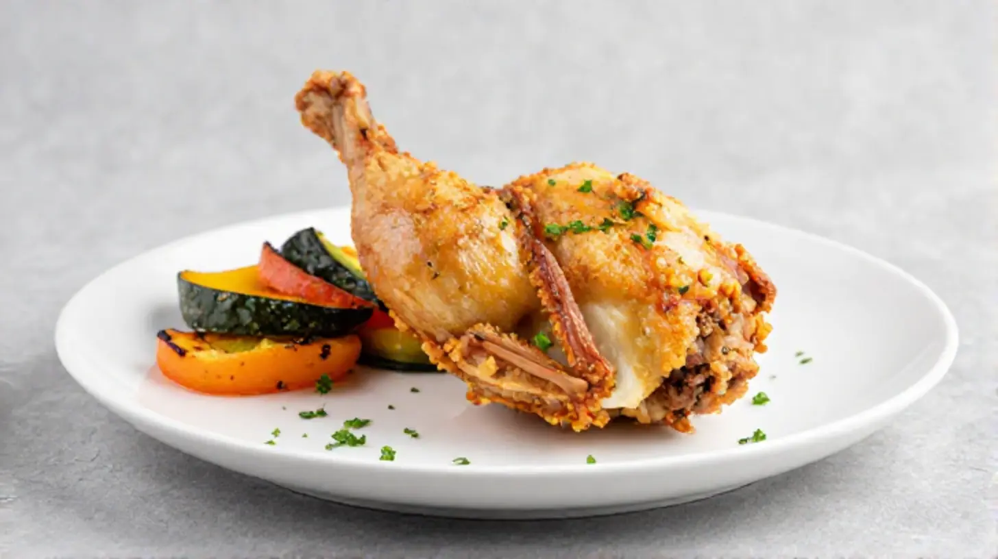 Saftige maispoularde aus dem Airfryer, perfekt zubereitet für ein köstliches Dinner.